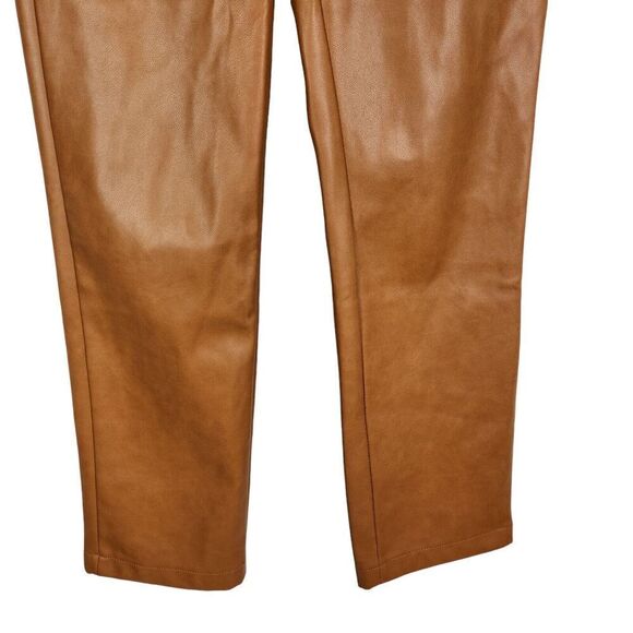 7 FOR ALL MANKIND Pants Womens Extra Small Brown Faux Leather Easy Slim Straight - Picture 3 of 8